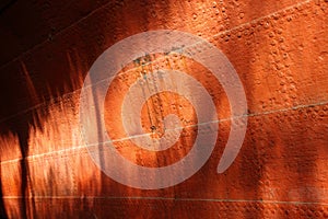 Rusty iron on an old ships hull