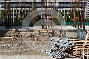 Rusty iron rods on a construcion site