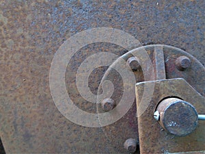 Rusty Iron Side, Plates and Bolts on Mine Cart