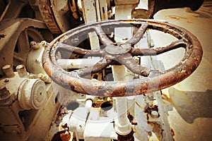 Rusty iron steering wheel