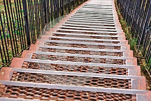 Rusty iron stairs and railings
