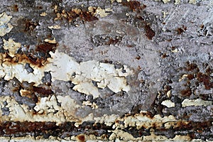 Rusty iron surface with cracks and peeling paint