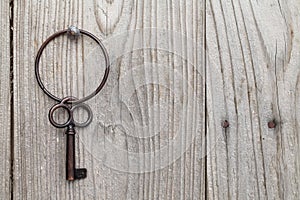 Rusty key and keyring