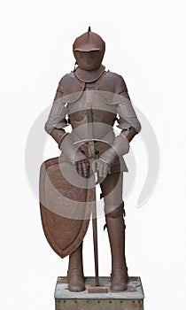 Rusty knight armor isolated on white.