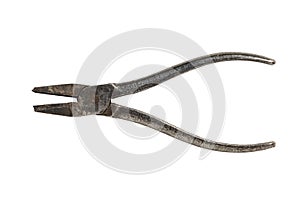rusty linesman pliers. Old tools, home tools. isolated on white background