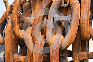 Rusty links of heavy industrial chain