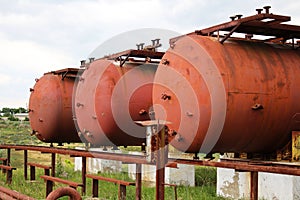 Rusty liquified gas cylinders