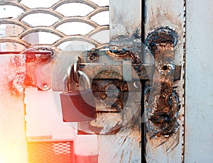 Rusty lock bokeh background