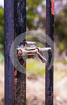 Rusty lock closing the gate