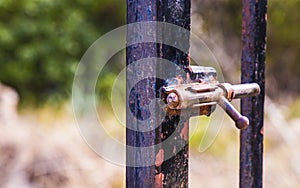 Rusty lock closing the gate