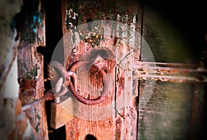 Rusty lock and keyhole