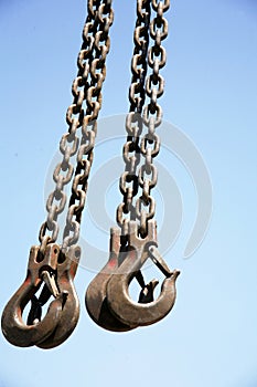 Rusty and massive crane hook