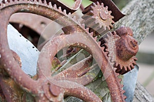 Rusty mechanical machinery gears