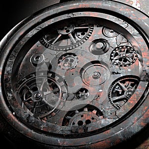 Rusty mechanism in the old clock