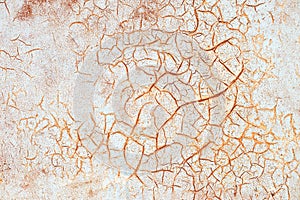 Rusty metal abstract background. Texture of an old grunge metal plate with cracked paint.