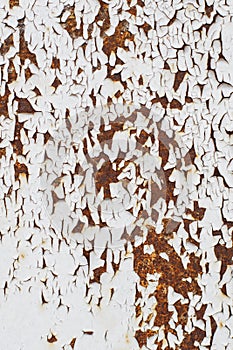 Rusty metal abstract background. Texture of an old grunge metal plate with cracked paint.