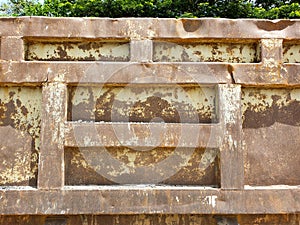 Rusty metal background with streaks of rust.