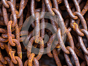 rusty metal chains in the port.