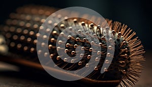 Rusty metal circle, part of old machinery, selective focus foreground generated by AI