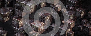 rusty metal cube object 3d render illustration