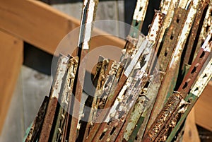 Rusty Metal Fence Stakes