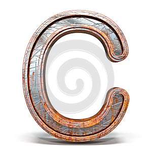 Rusty metal font Letter C 3D