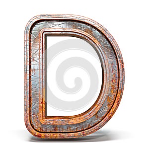 Rusty metal font Letter D 3D