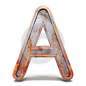 Rusty metal font Letter A 3D