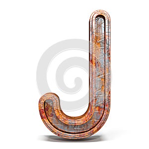 Rusty metal font Letter J 3D