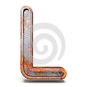 Rusty metal font Letter L 3D