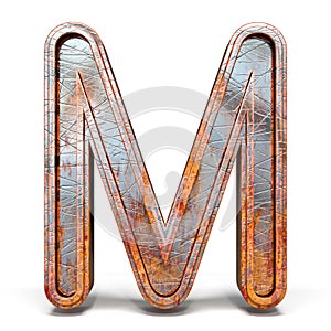 Rusty metal font Letter M 3D