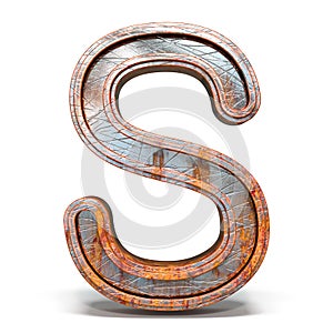 Rusty metal font Letter S 3D