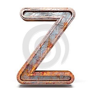 Rusty metal font Letter Z 3D