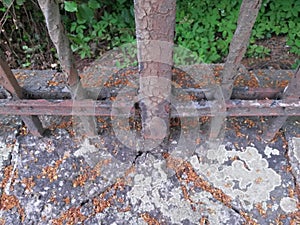 Rusty metal iron fence