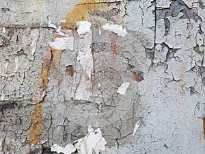 Rusty metal, layers of cracked peeling paint