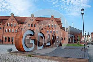 Rusty metal letters of Gdansk, Poland