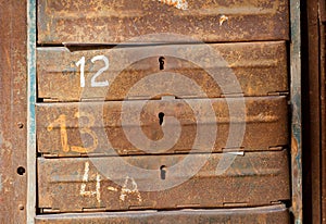 Rusty metal mailboxes