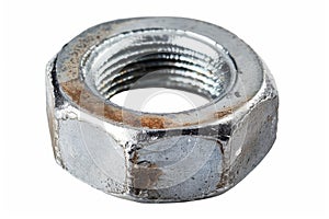 Rusty metal nut on white background. Neural network AI generated