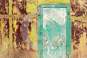 Rusty metal panel textured wallpaper background