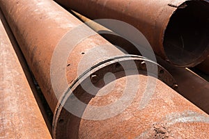 Rusty metal pipes stack