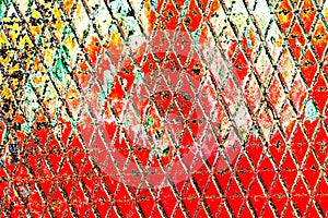 rusty metal plate texture background with rhombus pattern in grunge style.