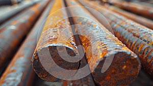 Rusty metal rods on top of a heap