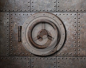 Rusty metal safe door 3d illustration