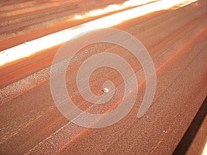 Rusty Metal Sheet Roof Close up