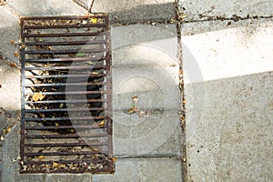 Rusty metal shower grate