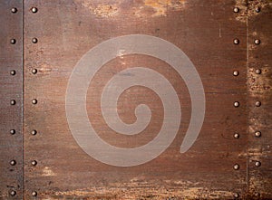 Rusty metal steam punk background with rivets