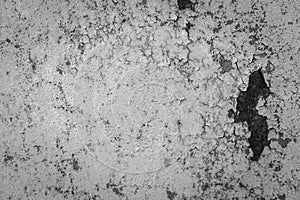 Rusty metal surface, monochrome. Rough horizontal background, black and white. Dirty aged pattern. Grunge cracked background