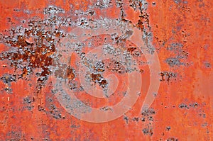 Rusty metal surface with old peeled paint