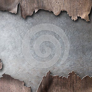 Rusty metal with torn hole steam punk background