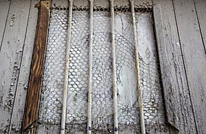 Rusty metal window grill